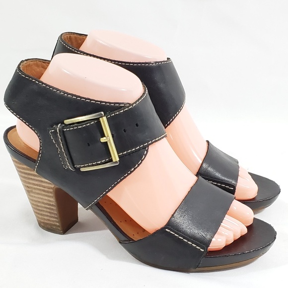 Clark's Artlsan Womens size 8 Leather Black Sandal - Picture 2 of 8